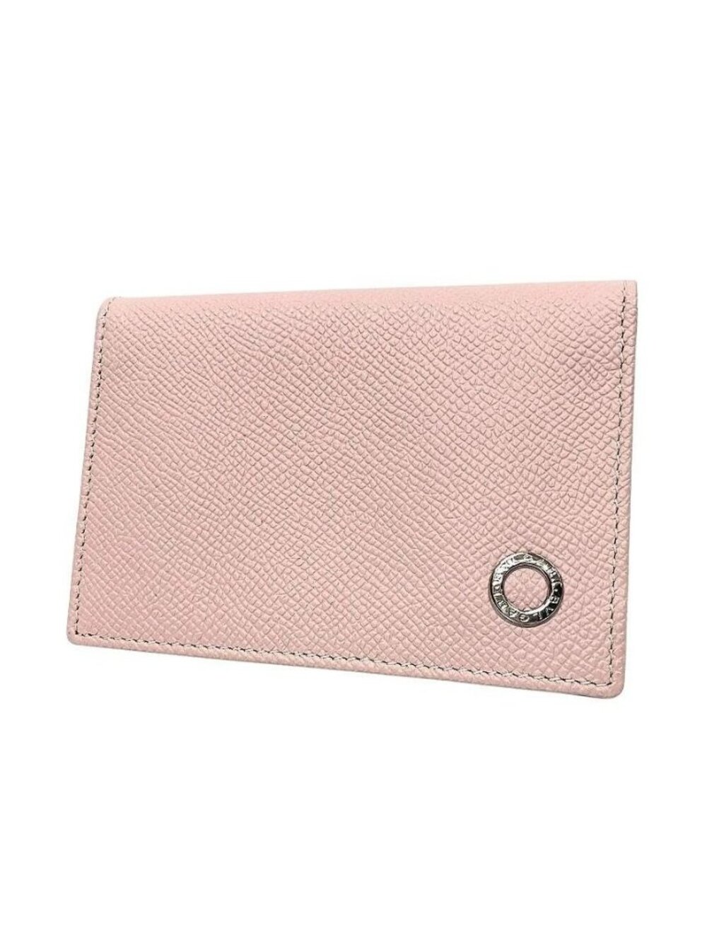 Bvlgari Card Case Business Gray Leather Light Pink
